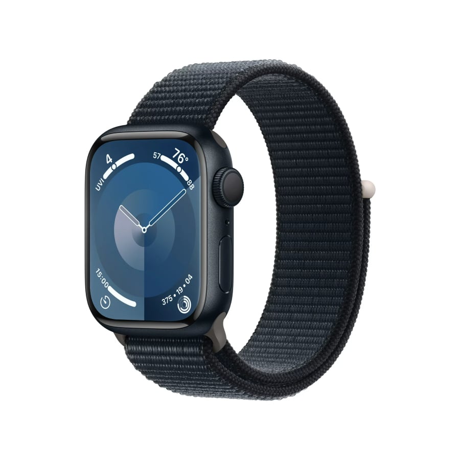 Apple Watch Series  9 - Midnight colored on a white background.