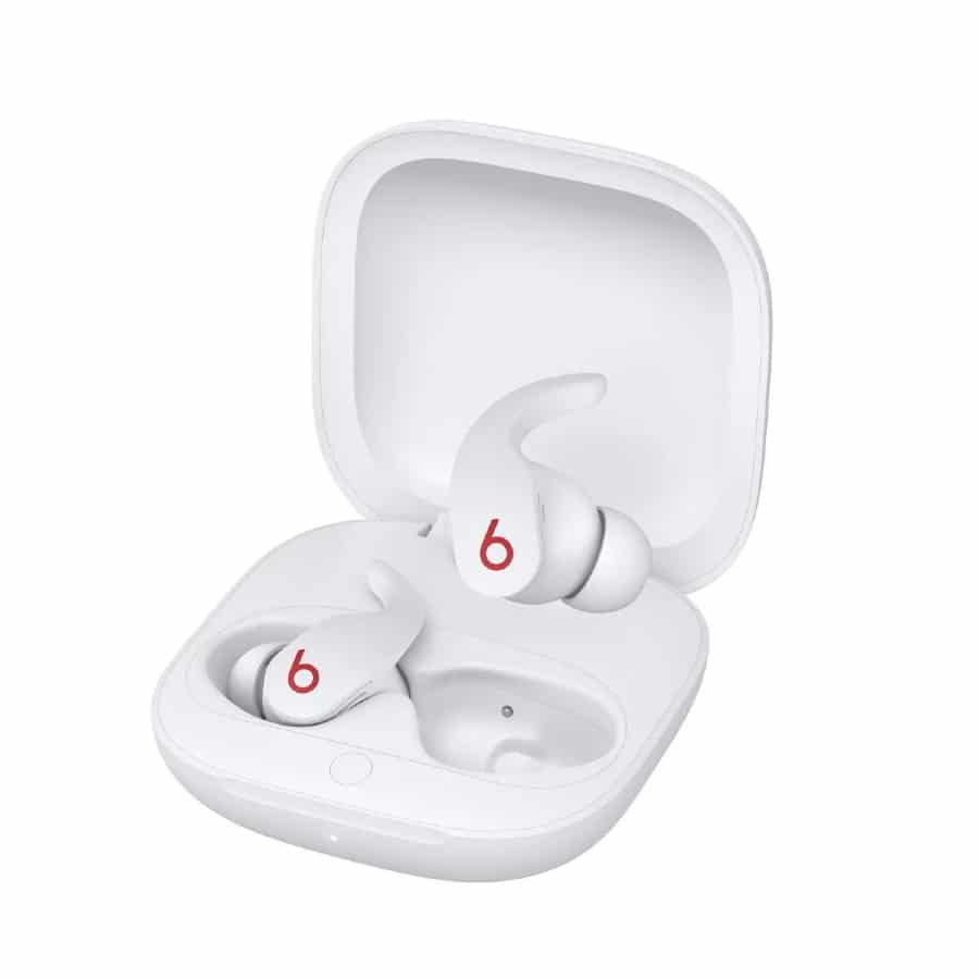Beats Fit Pro True Wireless Bluetooth Earbuds - Beats White colored on a white background. 