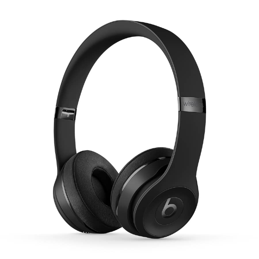 Beats Solo3 Wireless - Matte Black colored on a white background. 