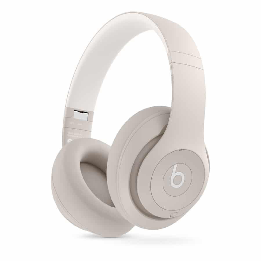 Beats Studio Pro Wireless Headphones - Sandstone colored on a white background. 
