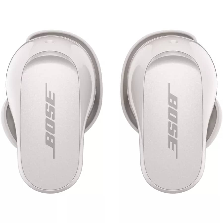 Bose QuietComfort Earbuds II - Soapstone colored on a white background. 