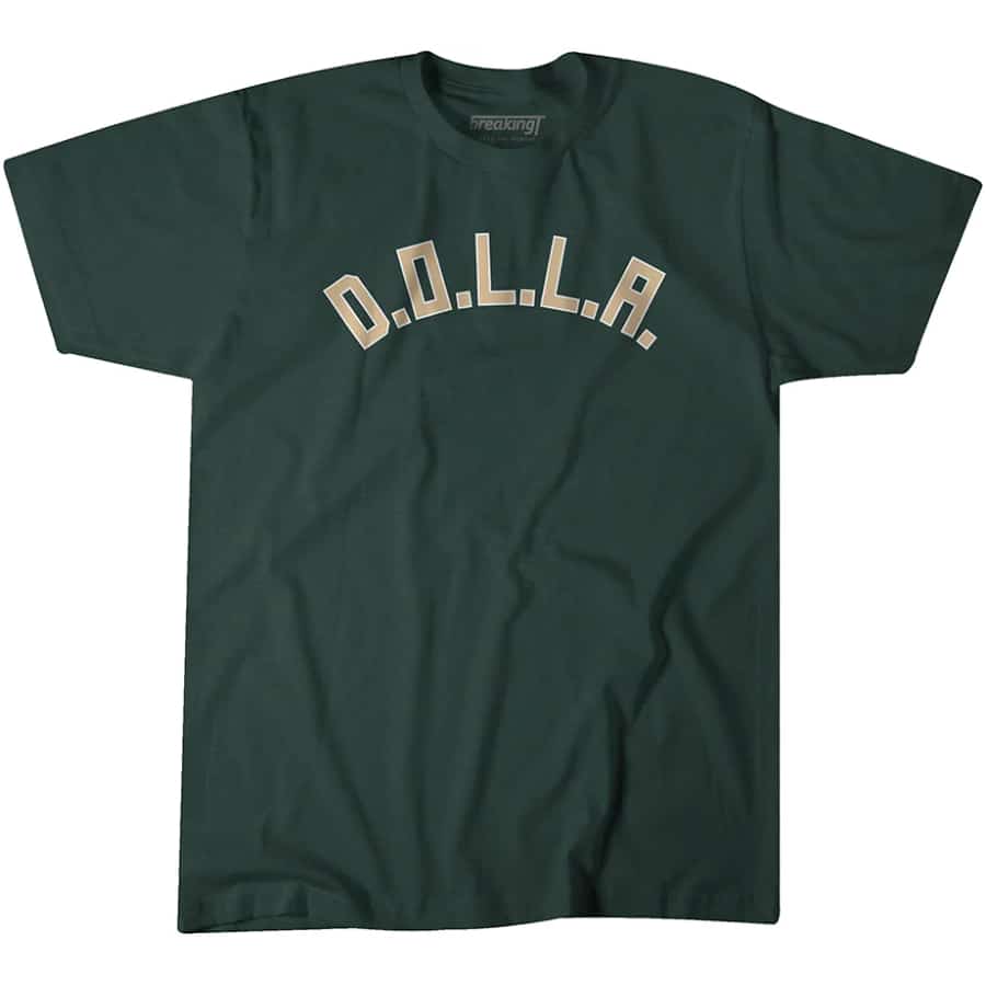 BreakingT Milwaukee D.O.L.L.A. T-Shirt - Green colored on a white background.