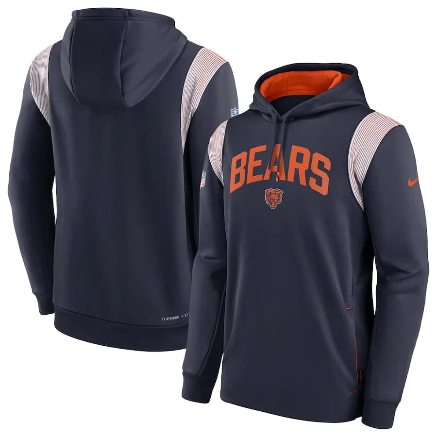 Men's Chicago Bears Nike Navy Sideline Velocity Athletic Stack Performance  Long Sleeve T-Shirt