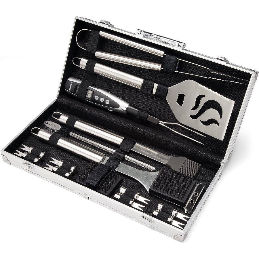 Cuisinart Tool Aluminum Carrying Case Deluxe Grill Set - 20-Piece on a white background. 