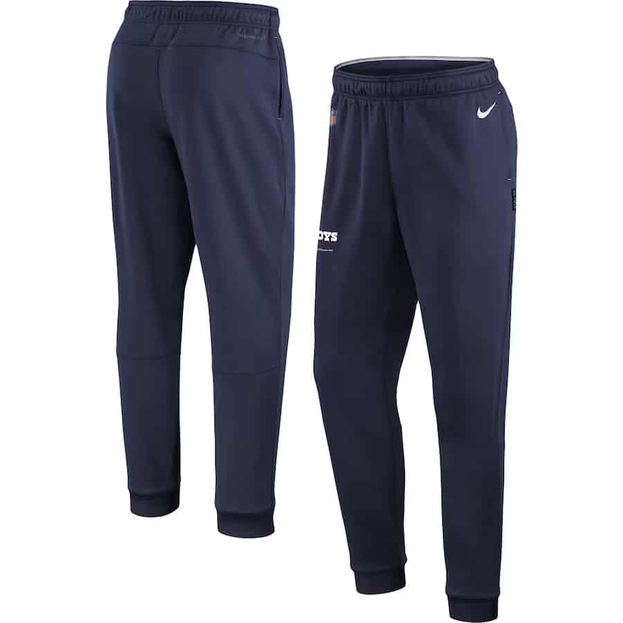 Dallas Cowboys Nike Youth Sideline Performance Pants - Navy colored on a white background.