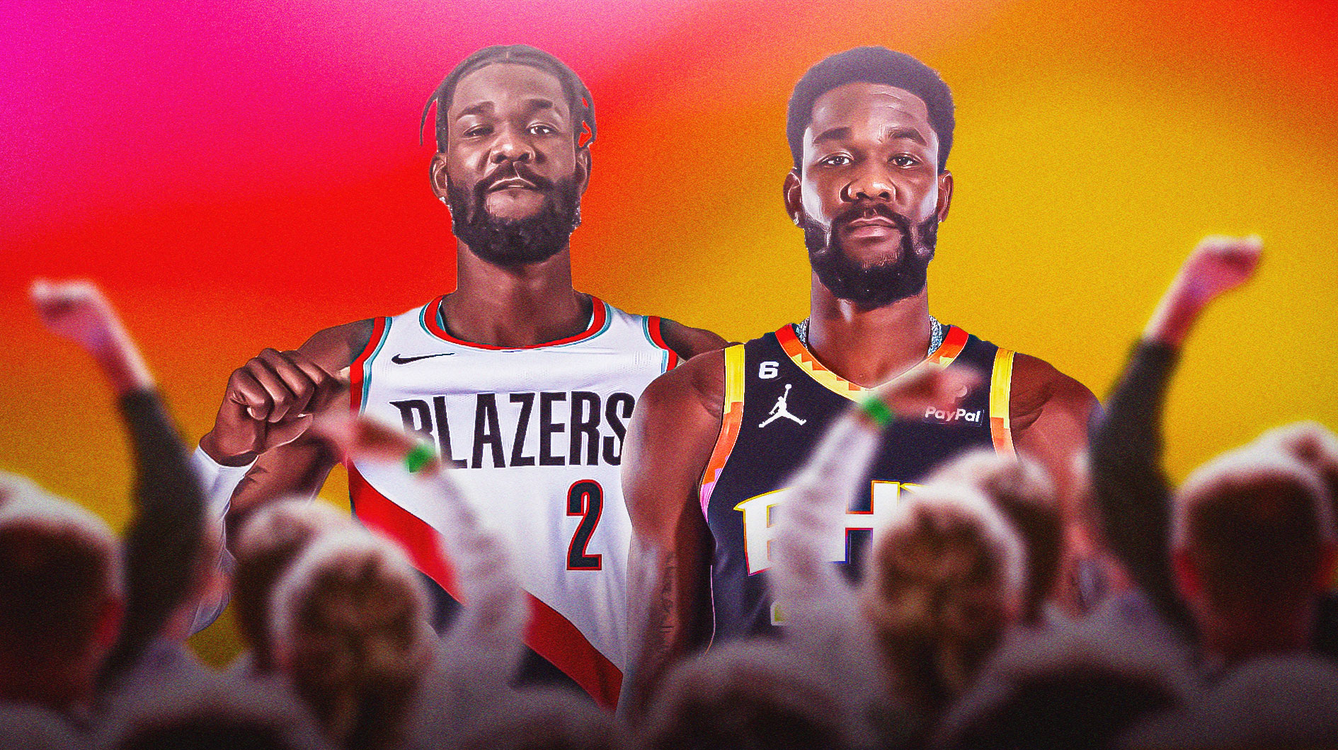 Deandre Ayton playing for the Trail Blazers and the Suns.