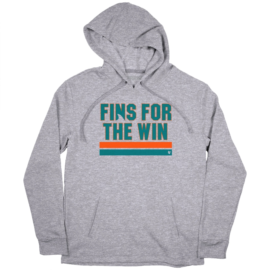 Fins for the Win Hoodie - Gray colored on a white background.