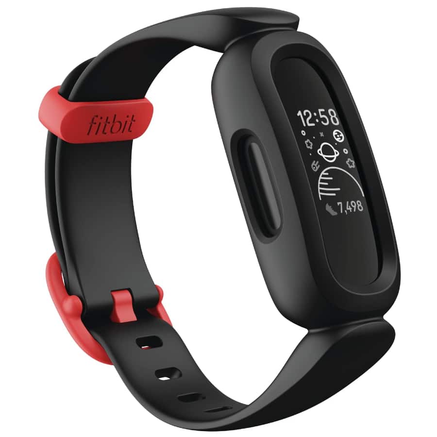 Fitbit Ace 3 - Black/Racer Red colorway on a white background.