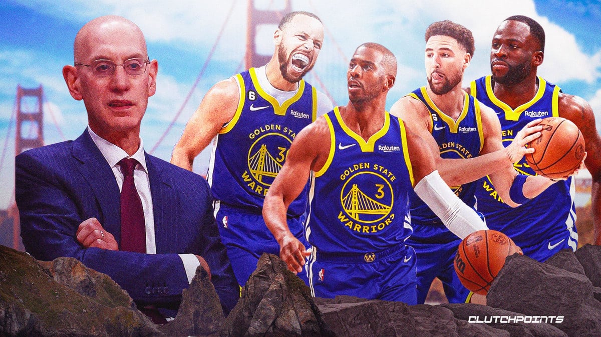 Adam Silver, Stephen Curry, Chris Paul, Klay Thompson, Draymond Green, Warriors