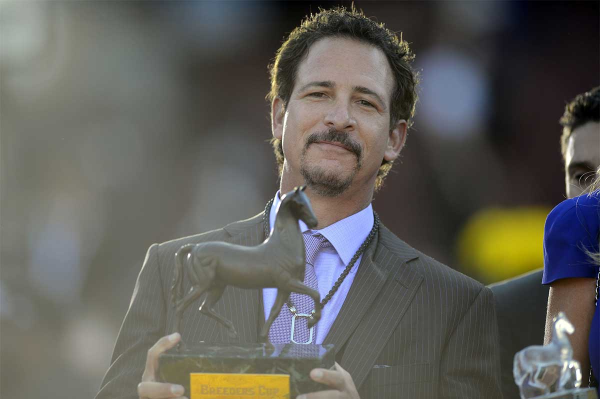 Jim Rome, owner of Mizdirection attends victory circle ceremonies of race seven of of the 2013 Breeders' Cup Championships at Santa Anita Park.