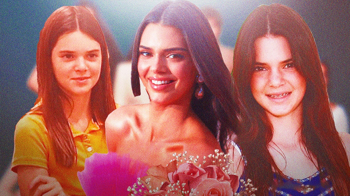 Three images of Kendall Jenner at various points in her life.