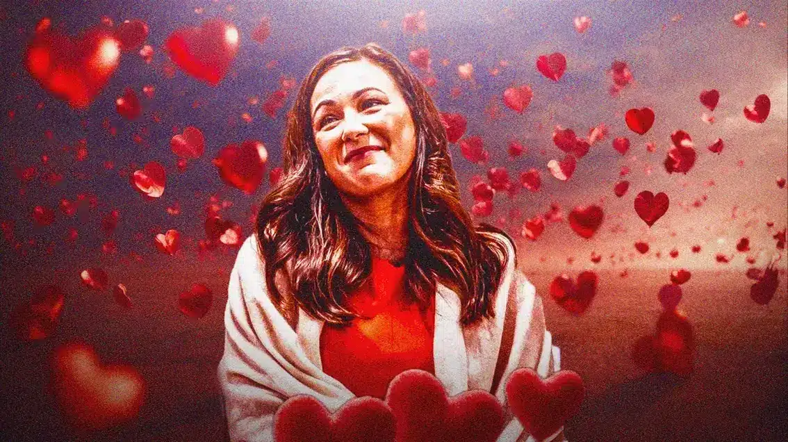 Michelle Stefanski surrounded by hearts.