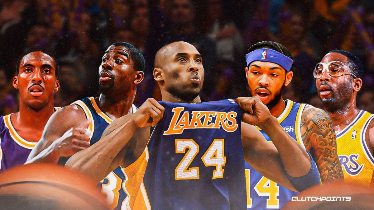 Eddie Jones, Magic Johnson, Kobe Bryant, Brandon Ingram, James Worthy, Lakers