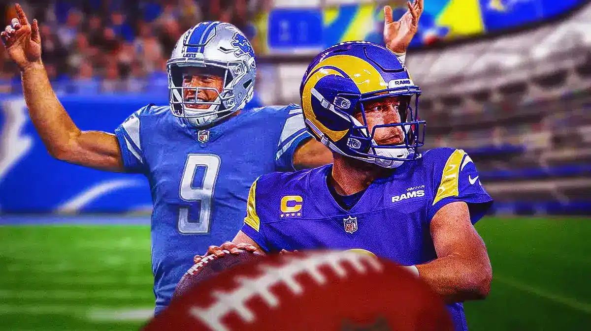 Matthew Stafford playing for the Detroit Lions and the Los Angeles Rams.