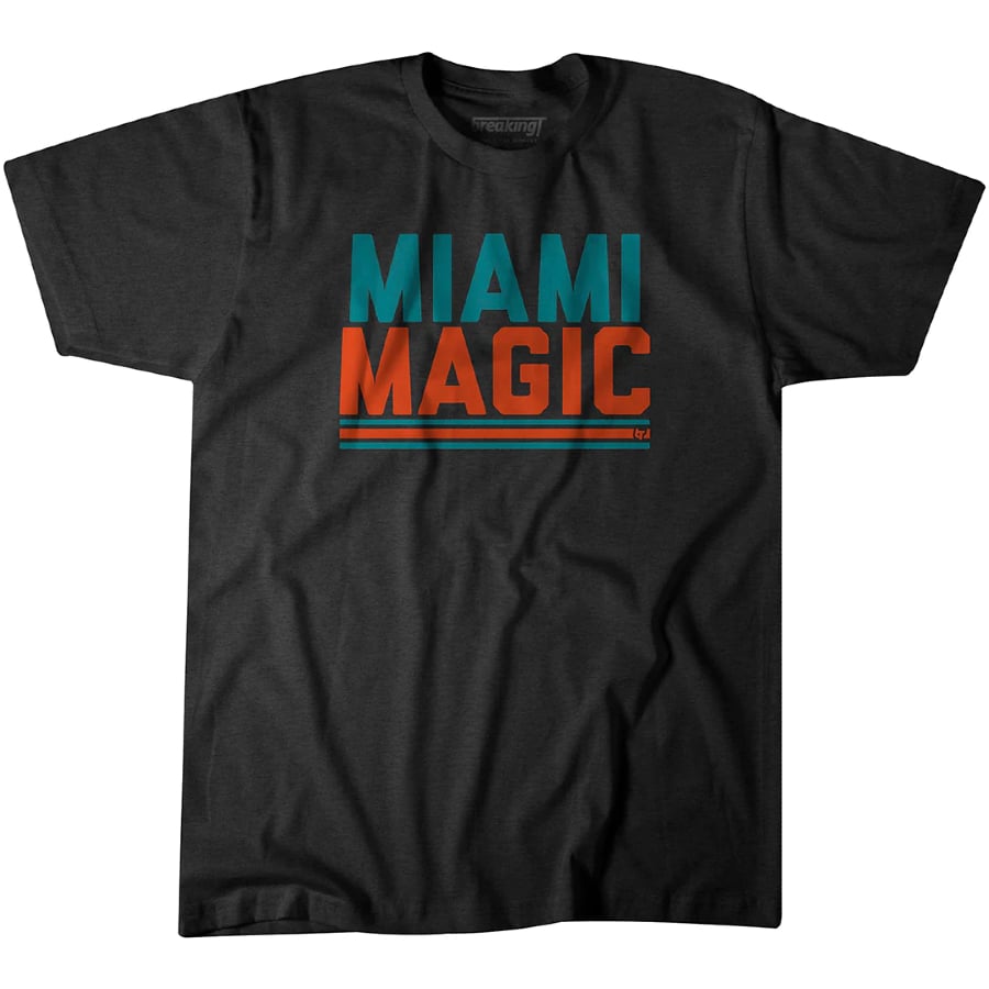 Miami Magic T-Shirt - Charcoal Gray colored on a white background.