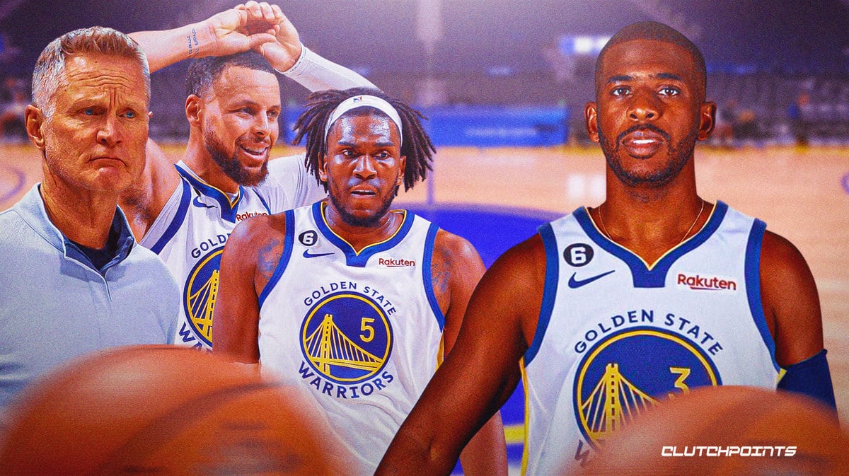 Steve Kerr, Stephen Curry, Kevon Looney, Chris Paul, Warriors