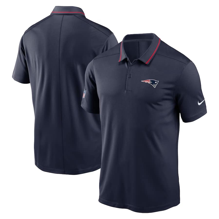 New England Patriots Nike Sideline Victory Performance Polo - Navy colored on a white background.