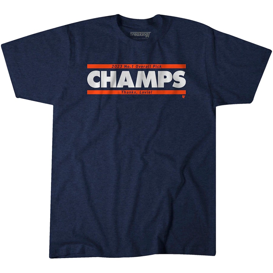 No. 1 Overall Pick Champs T-Shirt - Navy colored on a white background.