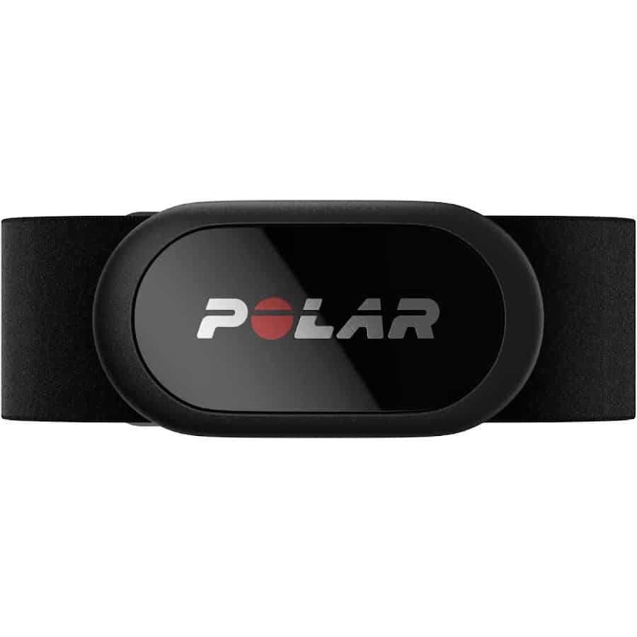 Polar H10 Heart Rate Monitor Chest Strap - Black color on a white background.