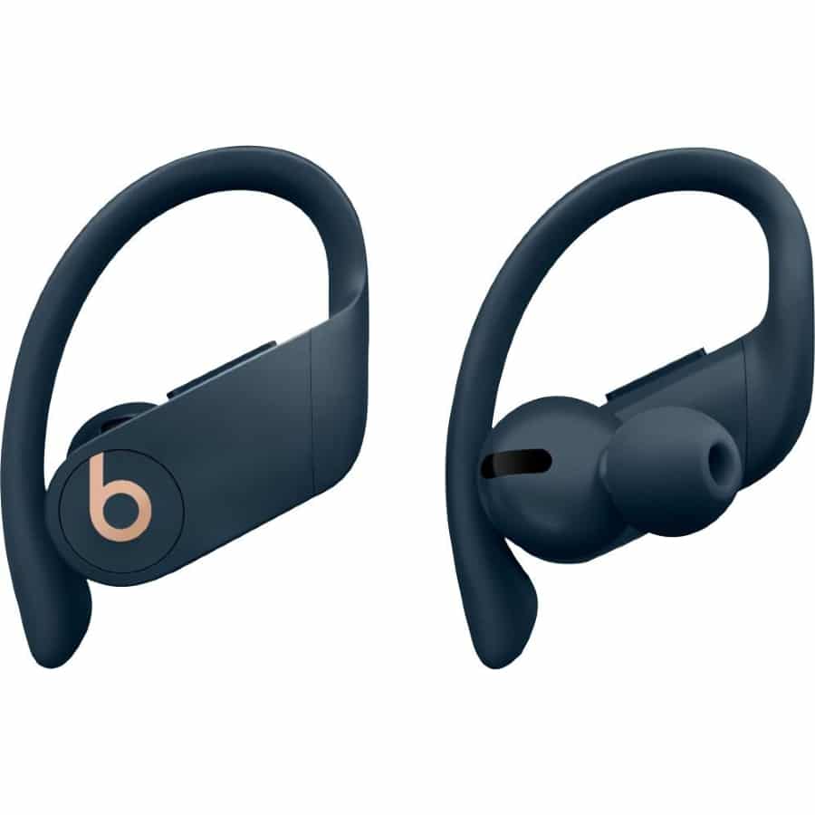 Powerbeats Pro Totally Wireless Earbuds - Navy colored on a white background.