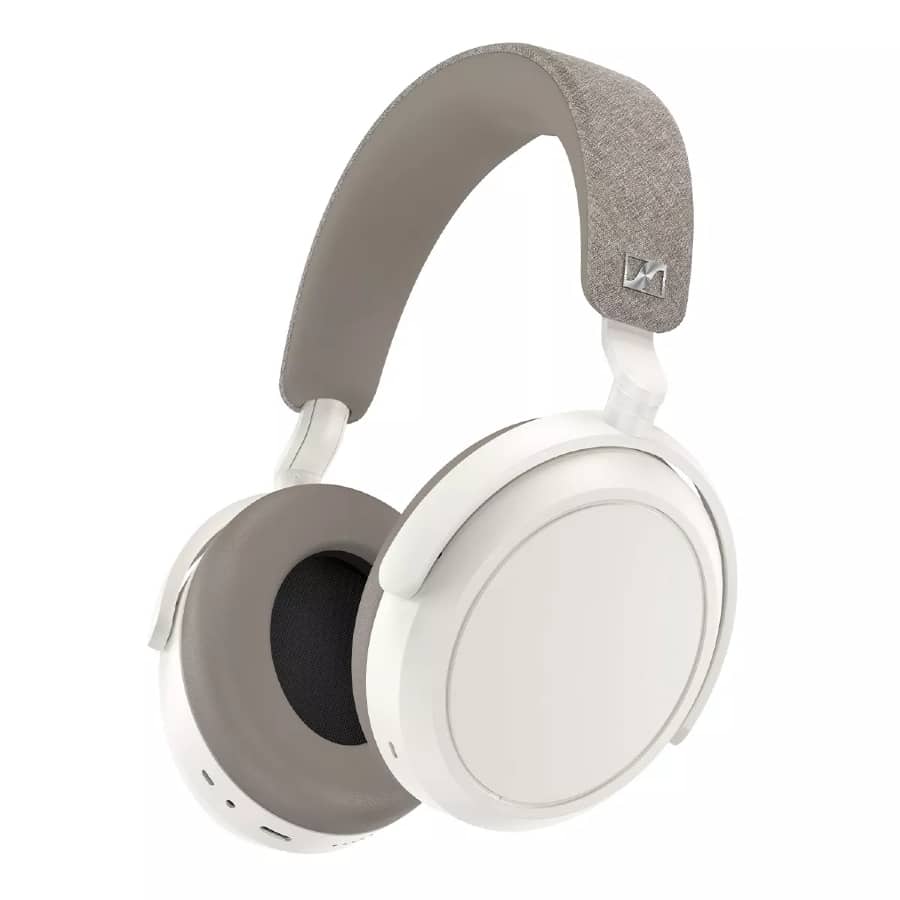 Sennheiser MOMENTUM 4 Wireless Bluetooth Over-Ear Headphones - White colored on a white background. 