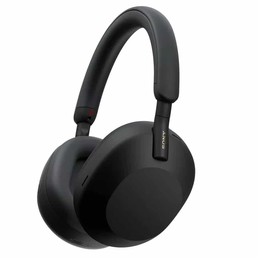 Sony WH-1000XM5 Bluetooth Wireless Noise-Canceling Headphones - Black colored on a white background.