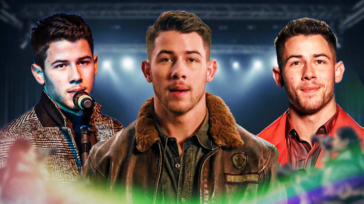 Nick Jonas as a singer, as an actor on Jumanji, and as a judge on The Voice.
