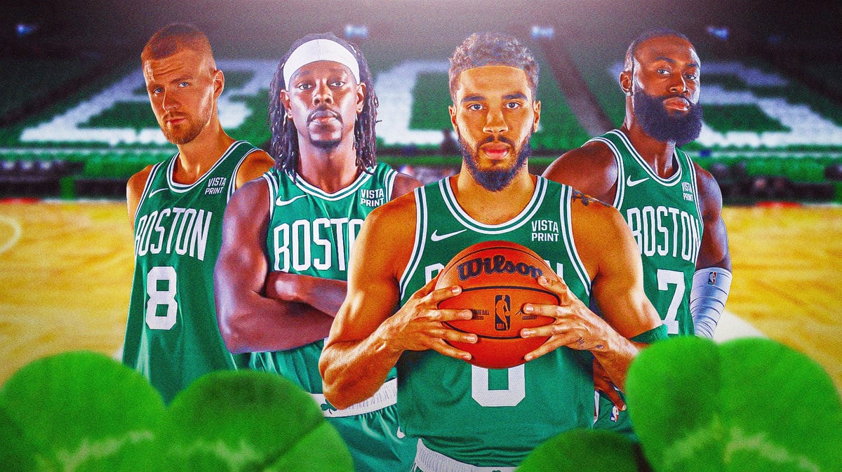 Celtics' Jayson Tatum, Jaylen Brown, Kristaps Porzingis, Jrue Holiday