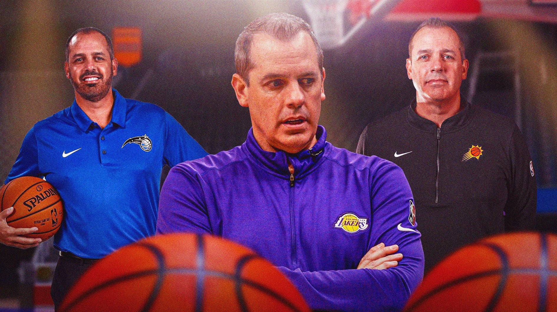 Frank Vogel coaching for the Orlando Magic, Los Angeles Lakers and Phoenix Suns.