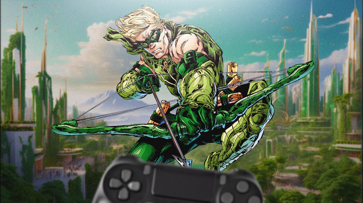 Green Arrow with a PlayStation controller
