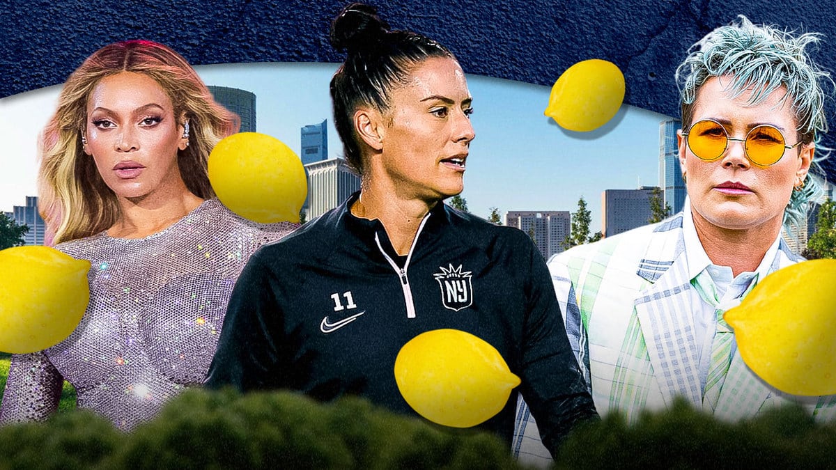 Ali Kreiger and Beyoncé in the middle and Ashlyn Harris on the right with lemons around them.