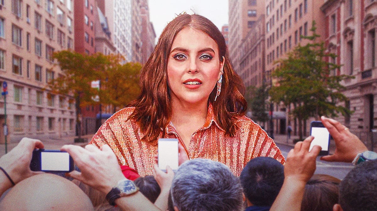 Beanie Feldstein in front of NYC street