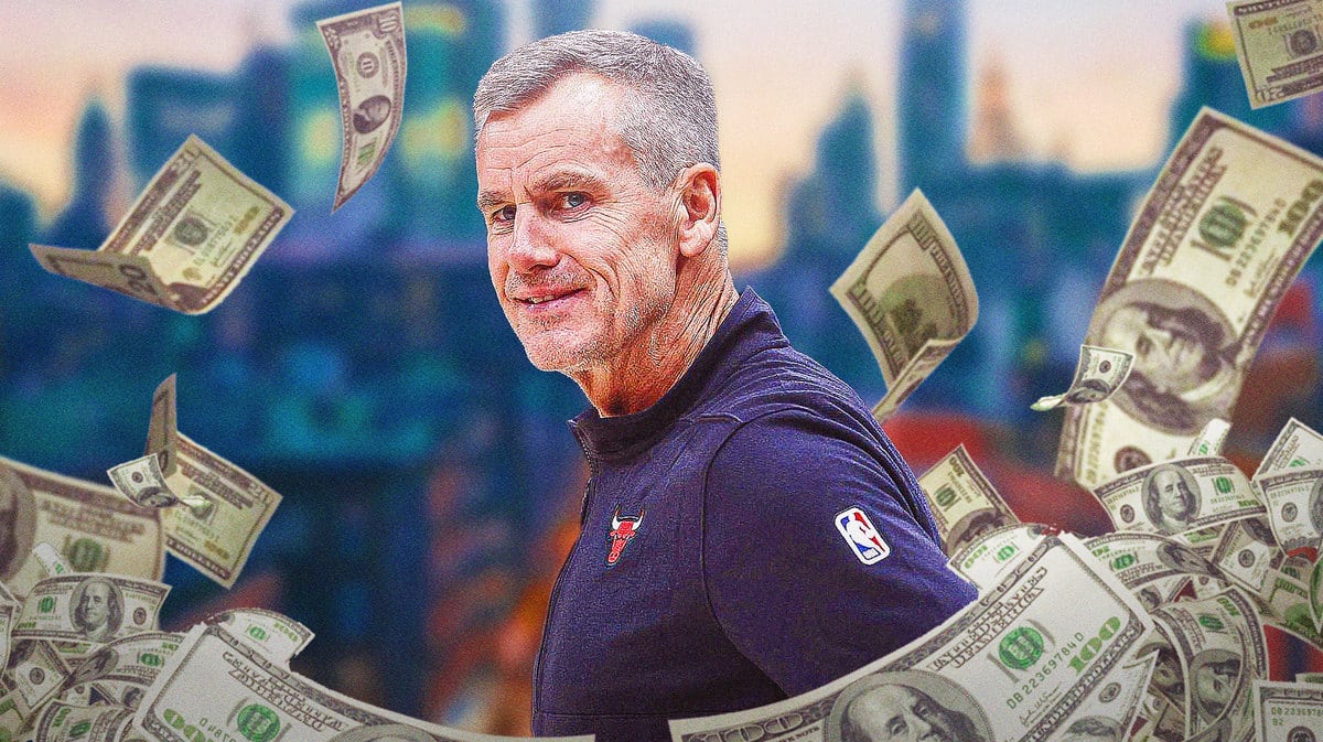 Billy Donovan surrounded by money