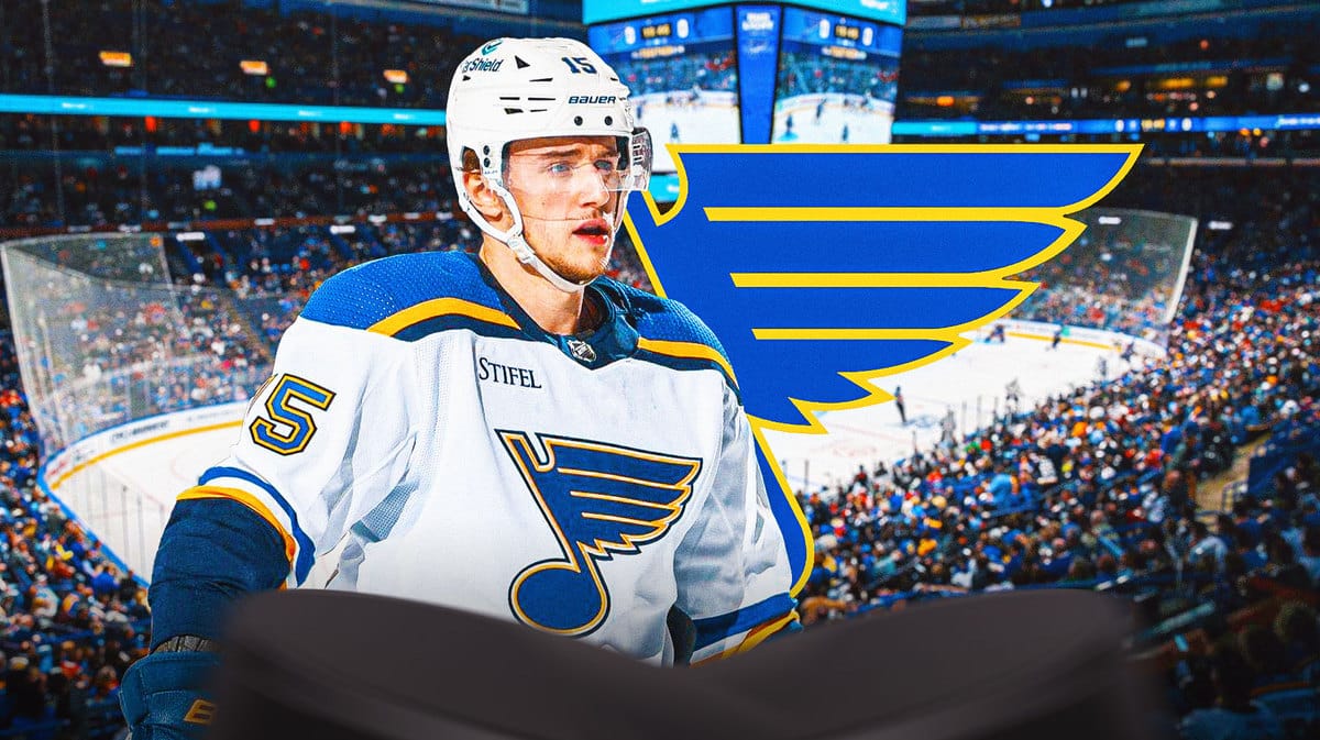 St. Louis Blues forward Jakub Vrana at the Enterprise Center, home of the Blues.
