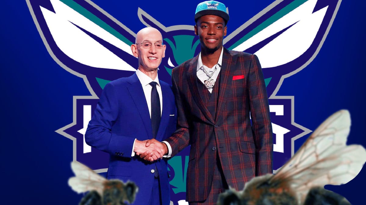 Brandon Miller with NBA commissioner Adam Silver at the NBA Draft.