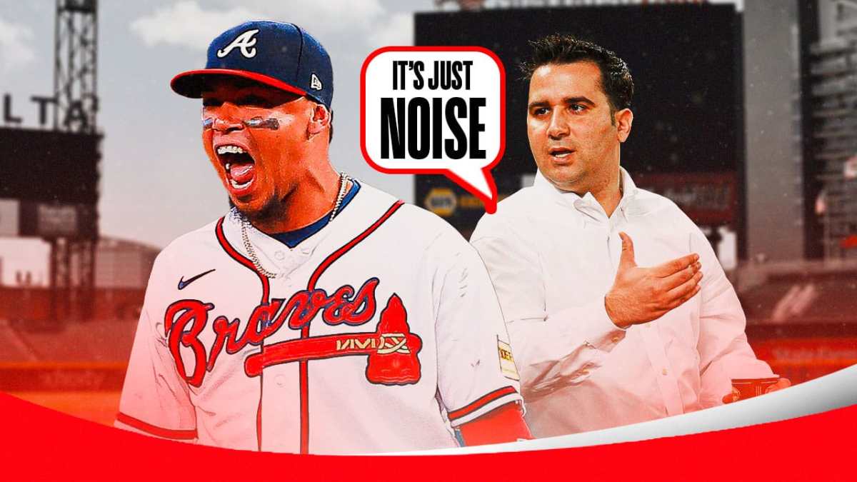 Atlanta Braves GM Alex Anthopoulos looking at Orlando Arcia and saying, "It's just noise."