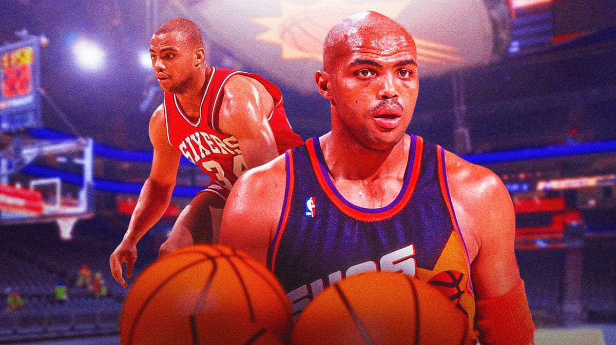 Charles Barkley playing for the Philadelphia 76ers and the Phoenix Suns.