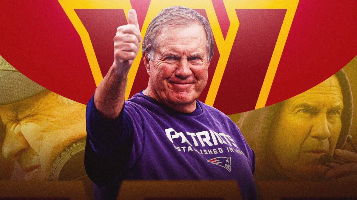 Bill Belichick with Washington Commanders logo