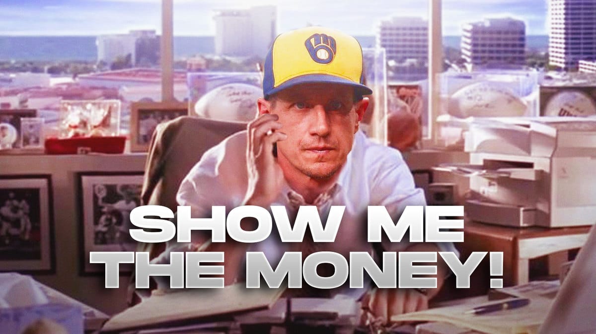 Craig Counsell’s face on Tom Cruise face from Jerry Maguire saying “Show me the money!”