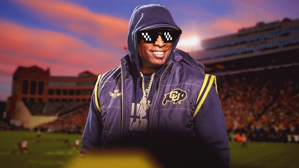 Deion Sanders of Colorado football with deal with it shades