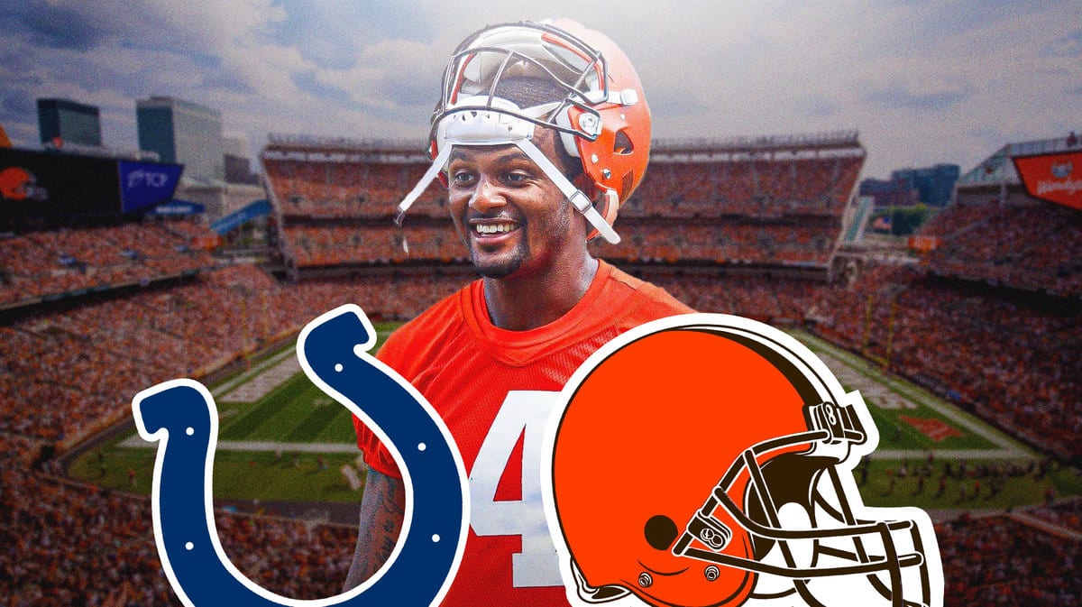 Deshaun Watson Browns and Colts logos