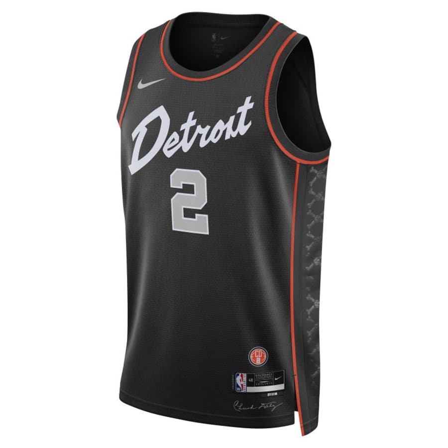 Detroit Pistons NBA City Edition Jersey 2023-2024 on a white background.