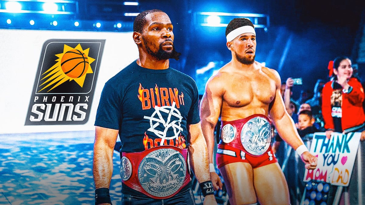 Devin Booker and Kevin Durant of the Suns as these wrestlers