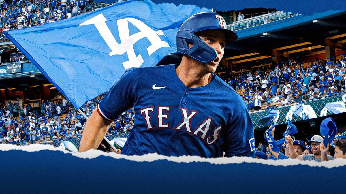 Texas Rangers shortstop Corey Seager with LA Dodgers fans in the background.