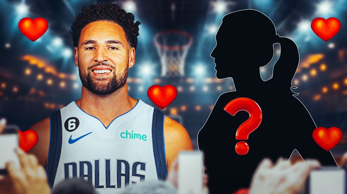 Klay Thompson with a silhouette of a woman.