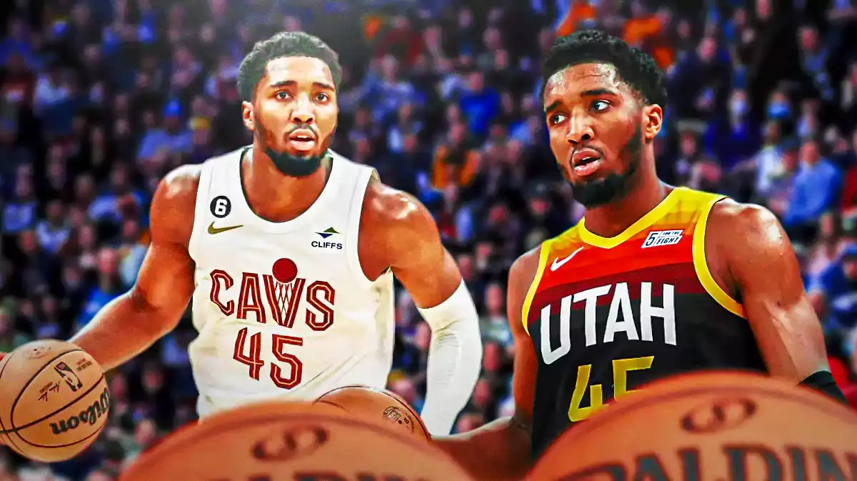 Donovan Mitchell playing for the Cleveland Cavaliers and the Utah Jazz.