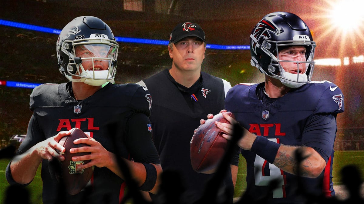 Arthur Smith surrounded by Desmond Ridder and Taylor Heinicke