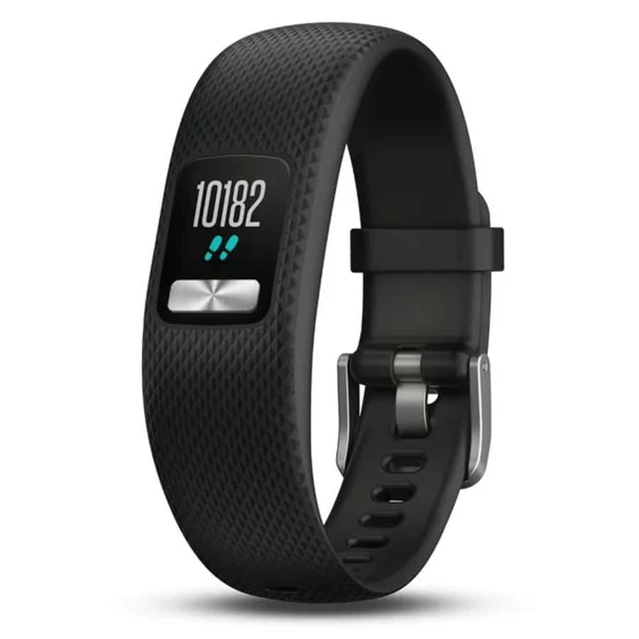 Garmin Vivofit 4 Activity Tracker - Black colored on a white background.