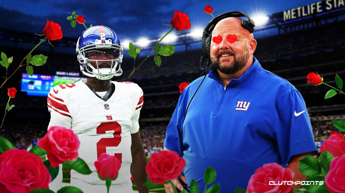 Brian Daboll and Tyrod Taylor, the backup QB who replaced Daniel Jones and led Giants to a Week 7 win over the Commanders.