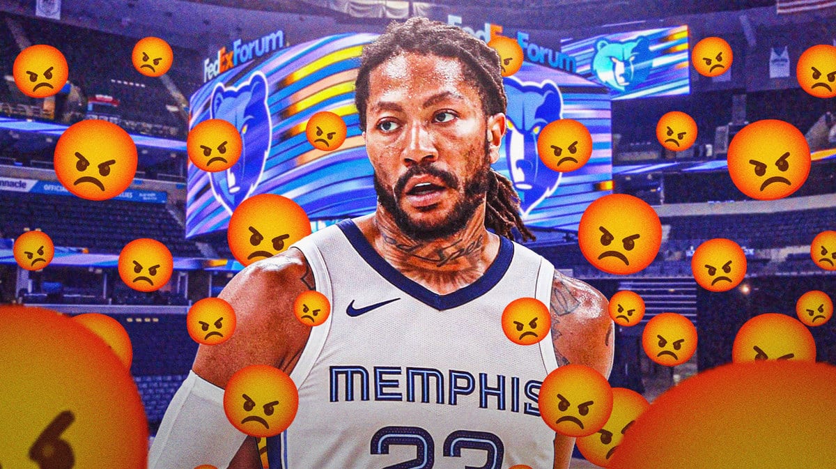 Derrick Rose with angry emojis around him
